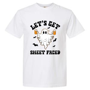 LetS Get Sheet Faced Funny Ghost Halloween Beer Drinking Garment-Dyed Heavyweight T-Shirt