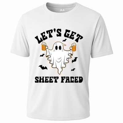 LetS Get Sheet Faced Funny Ghost Halloween Beer Drinking Performance Shirt