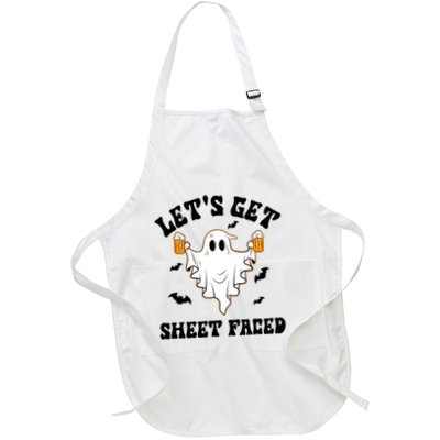 LetS Get Sheet Faced Funny Ghost Halloween Beer Drinking Apron