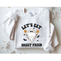 LetS Get Sheet Faced Funny Ghost Halloween Beer Drinking Sweatshirt