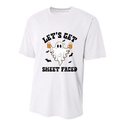 LetS Get Sheet Faced Funny Ghost Halloween Beer Drinking Youth Performance Sprint T-Shirt