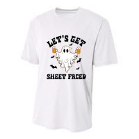 LetS Get Sheet Faced Funny Ghost Halloween Beer Drinking Youth Performance Sprint T-Shirt