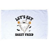 LetS Get Sheet Faced Funny Ghost Halloween Beer Drinking Microfiber Hand Towel