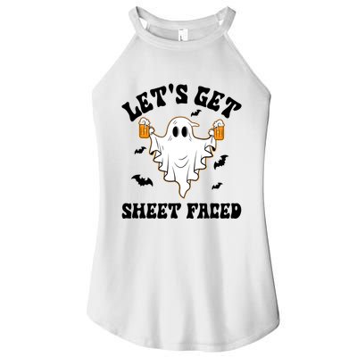 LetS Get Sheet Faced Funny Ghost Halloween Beer Drinking Women's Perfect Tri Rocker Tank