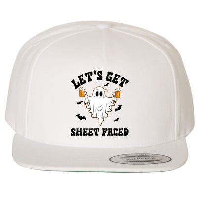 LetS Get Sheet Faced Funny Ghost Halloween Beer Drinking Wool Snapback Cap