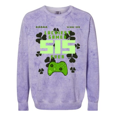 Lucky Gamer Sis Ever Gamepad Shamrock Funny Sis Clover Sis Gift Colorblast Crewneck Sweatshirt