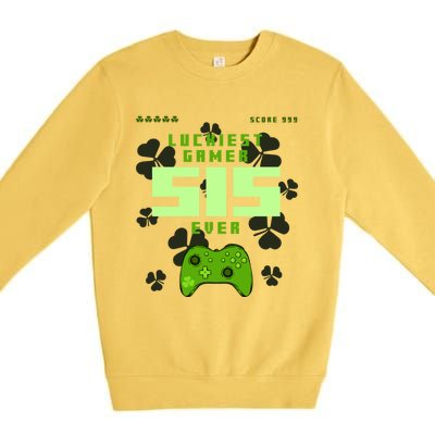 Lucky Gamer Sis Ever Gamepad Shamrock Funny Sis Clover Sis Gift Premium Crewneck Sweatshirt