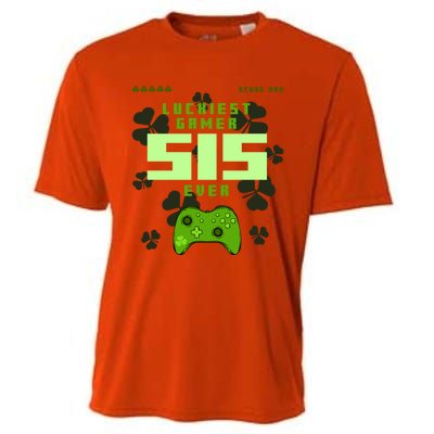 Lucky Gamer Sis Ever Gamepad Shamrock Funny Sis Clover Sis Gift Cooling Performance Crew T-Shirt