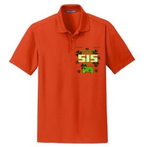 Lucky Gamer Sis Ever Gamepad Shamrock Funny Sis Clover Sis Gift Dry Zone Grid Polo