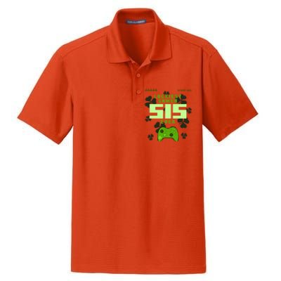 Lucky Gamer Sis Ever Gamepad Shamrock Funny Sis Clover Sis Gift Dry Zone Grid Polo