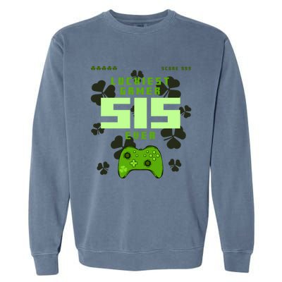 Lucky Gamer Sis Ever Gamepad Shamrock Funny Sis Clover Sis Gift Garment-Dyed Sweatshirt