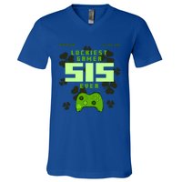 Lucky Gamer Sis Ever Gamepad Shamrock Funny Sis Clover Sis Gift V-Neck T-Shirt