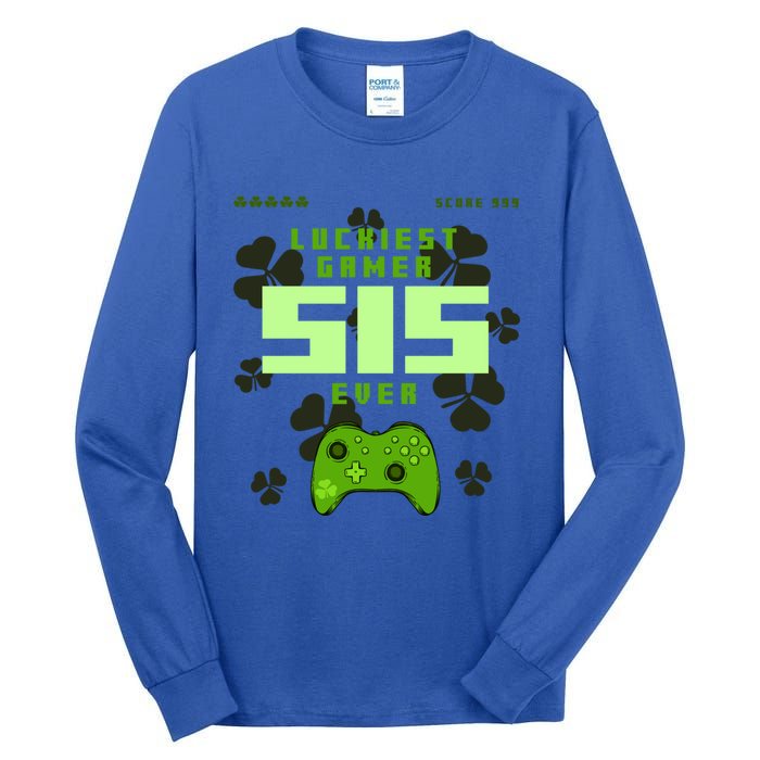 Lucky Gamer Sis Ever Gamepad Shamrock Funny Sis Clover Sis Gift Tall Long Sleeve T-Shirt