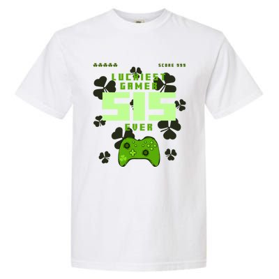 Lucky Gamer Sis Ever Gamepad Shamrock Funny Sis Clover Sis Gift Garment-Dyed Heavyweight T-Shirt