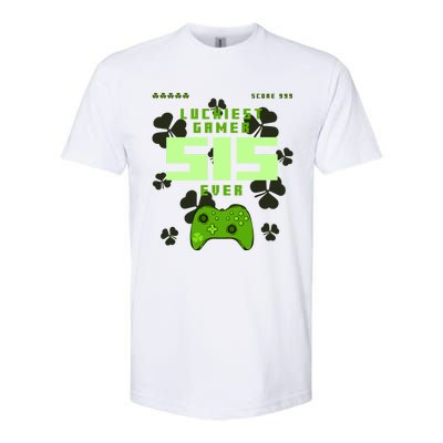 Lucky Gamer Sis Ever Gamepad Shamrock Funny Sis Clover Sis Gift Softstyle CVC T-Shirt