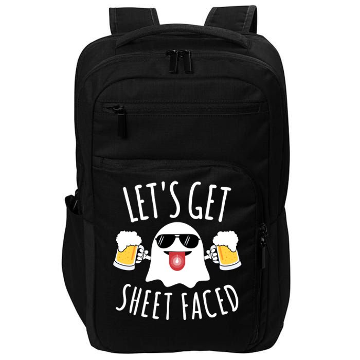 LetS Get Sheet Faced Funny Ghost Halloween Beer Drinking Impact Tech Backpack