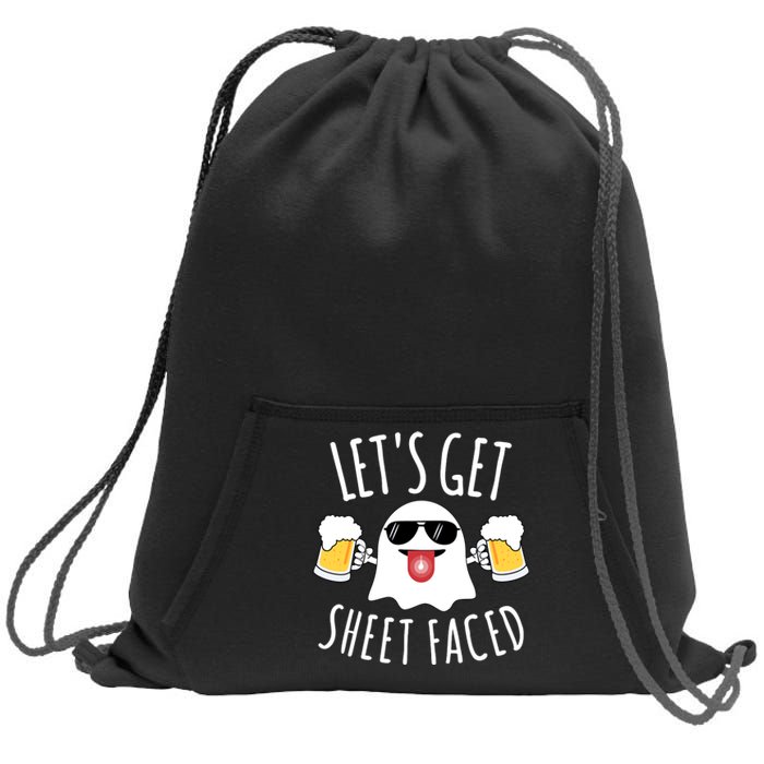 LetS Get Sheet Faced Funny Ghost Halloween Beer Drinking Sweatshirt Cinch Pack Bag