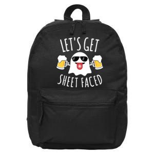 LetS Get Sheet Faced Funny Ghost Halloween Beer Drinking 16 in Basic Backpack