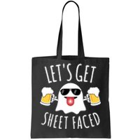 LetS Get Sheet Faced Funny Ghost Halloween Beer Drinking Tote Bag