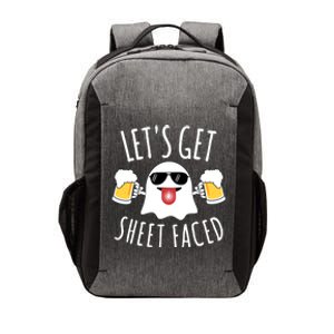 LetS Get Sheet Faced Funny Ghost Halloween Beer Drinking Vector Backpack