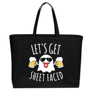 LetS Get Sheet Faced Funny Ghost Halloween Beer Drinking Cotton Canvas Jumbo Tote