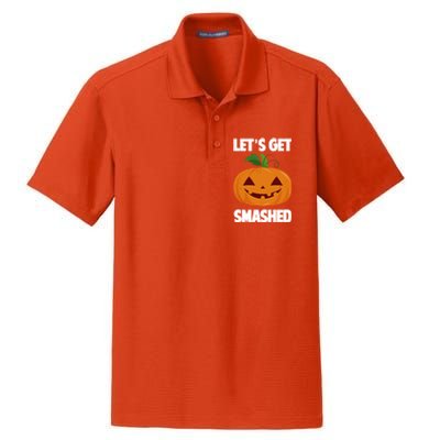 LetS Get Smashed Funny Halloween Pumpkin Gift Dry Zone Grid Polo