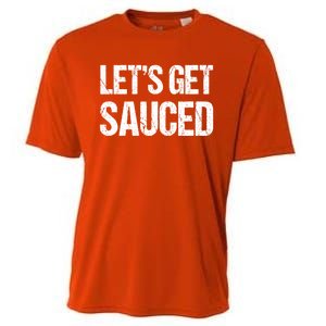 Let's Get Sauced Bbq Grill Barbecue Gift Cooling Performance Crew T-Shirt