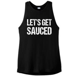 Let's Get Sauced Bbq Grill Barbecue Gift Ladies PosiCharge Tri-Blend Wicking Tank