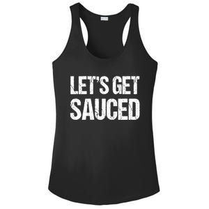 Let's Get Sauced Bbq Grill Barbecue Gift Ladies PosiCharge Competitor Racerback Tank