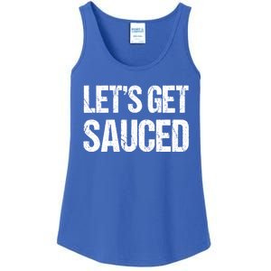 Let's Get Sauced Bbq Grill Barbecue Gift Ladies Essential Tank