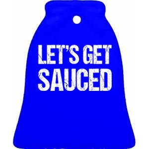 Let's Get Sauced Bbq Grill Barbecue Gift Ceramic Bell Ornament