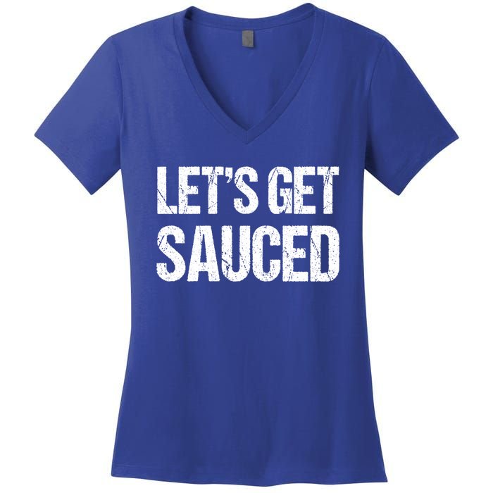 Let's Get Sauced Bbq Grill Barbecue Gift Women's V-Neck T-Shirt