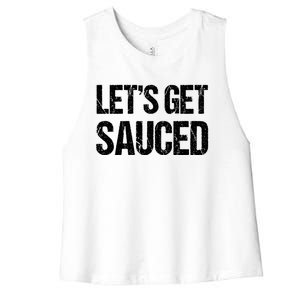 Let's Get Sauced Bbq Grill Barbecue Gift Women's Racerback Cropped Tank