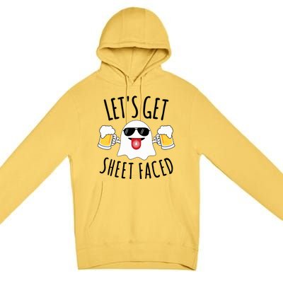 LetS Get Sheet Faced Funny Ghost Halloween Beer Drinking Premium Pullover Hoodie