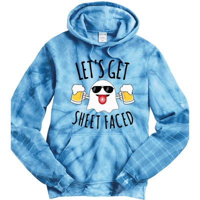 LetS Get Sheet Faced Funny Ghost Halloween Beer Drinking Tie Dye Hoodie