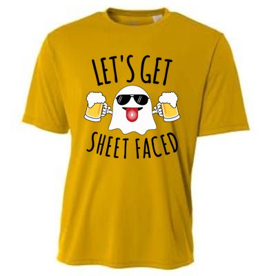 LetS Get Sheet Faced Funny Ghost Halloween Beer Drinking Cooling Performance Crew T-Shirt