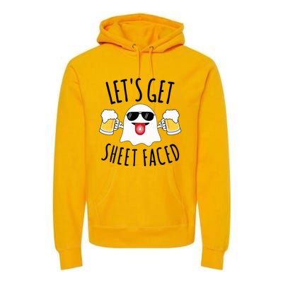 LetS Get Sheet Faced Funny Ghost Halloween Beer Drinking Premium Hoodie