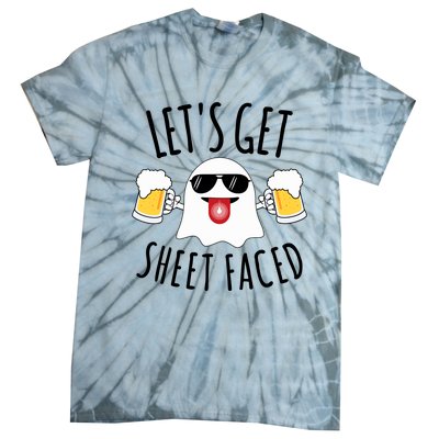 LetS Get Sheet Faced Funny Ghost Halloween Beer Drinking Tie-Dye T-Shirt