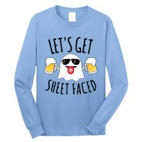 LetS Get Sheet Faced Funny Ghost Halloween Beer Drinking Long Sleeve Shirt