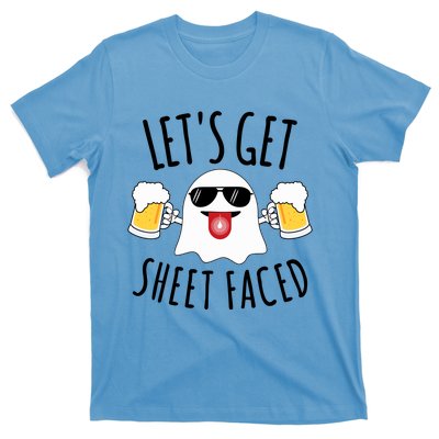 LetS Get Sheet Faced Funny Ghost Halloween Beer Drinking T-Shirt