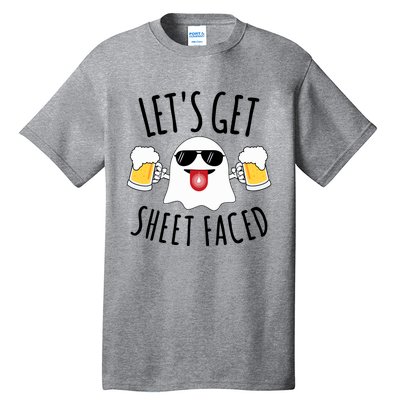 LetS Get Sheet Faced Funny Ghost Halloween Beer Drinking Tall T-Shirt