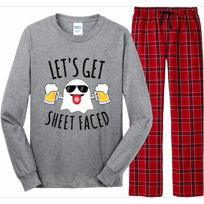 LetS Get Sheet Faced Funny Ghost Halloween Beer Drinking Long Sleeve Pajama Set