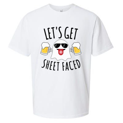 LetS Get Sheet Faced Funny Ghost Halloween Beer Drinking Sueded Cloud Jersey T-Shirt