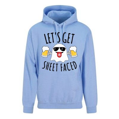 LetS Get Sheet Faced Funny Ghost Halloween Beer Drinking Unisex Surf Hoodie