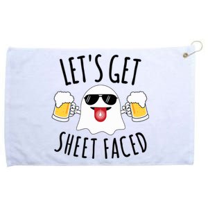 LetS Get Sheet Faced Funny Ghost Halloween Beer Drinking Grommeted Golf Towel