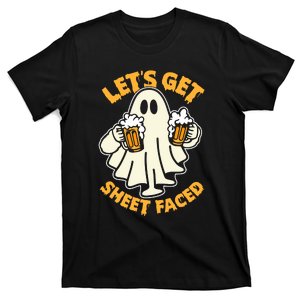 LetS Get Sheet Faced Funny Ghost Halloween Beer Drinking T-Shirt