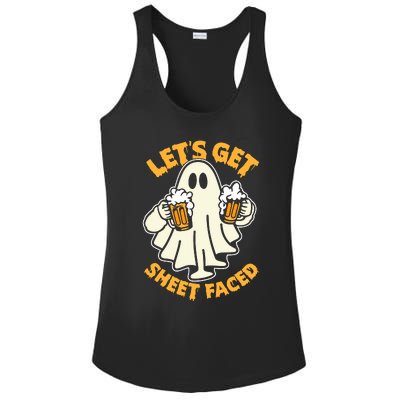 LetS Get Sheet Faced Funny Ghost Halloween Beer Drinking Ladies PosiCharge Competitor Racerback Tank