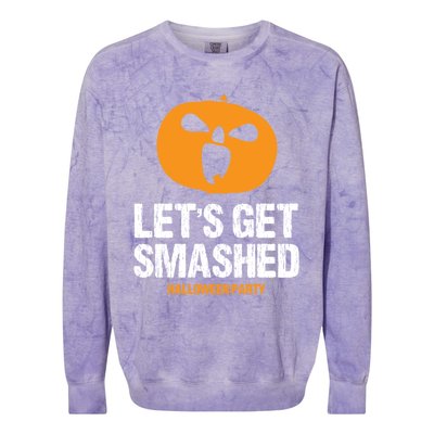 LetS Get Smashed Funny Halloween Party Orange Pumpkin Cool Gift Colorblast Crewneck Sweatshirt