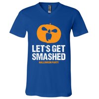 LetS Get Smashed Funny Halloween Party Orange Pumpkin Cool Gift V-Neck T-Shirt