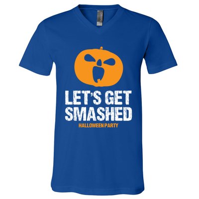 LetS Get Smashed Funny Halloween Party Orange Pumpkin Cool Gift V-Neck T-Shirt